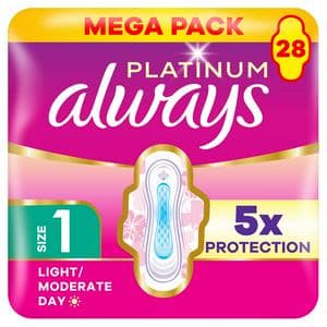 Always Platinum Normal Size 1 Sanitary Towels With Wings Pads x28