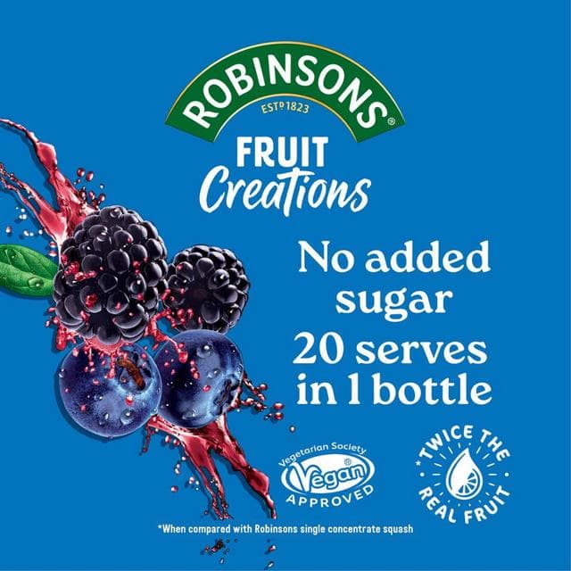 Robinsons Fruit Creations Blackberry & Blueberry Squash 1L - gallery image 2