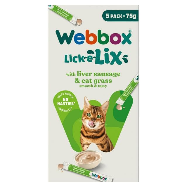 Webbox Lick-e-Lix with Liver Sausage & Cat Grass Tasty Yoghurty Treats 5x15g - gallery image 1