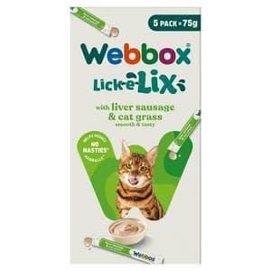 Webbox Lick-e-Lix with Liver Sausage & Cat Grass Tasty Yoghurty Treats 5x15g