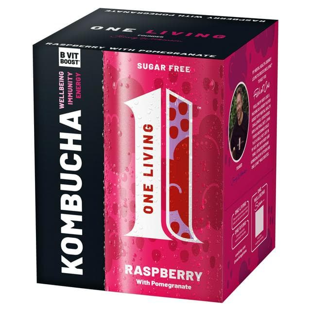One Living Raspberry Kombucha with Pomegranate 4x250ml - gallery image 1