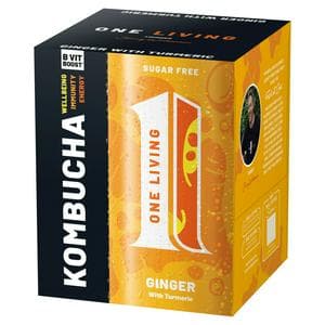 One Living Ginger Kombucha with Turmeric 4x250ml
