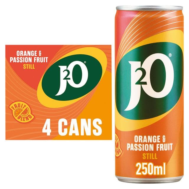 J2O Orange & Passion Fruit Cans 4x250ml - gallery image 1
