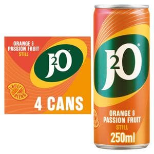 J2O Orange & Passion Fruit Cans 4x250ml