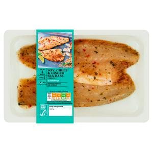 Sainsbury's Sea Bass Fillets ASC with Soy, Chilli and Ginger x2 205g