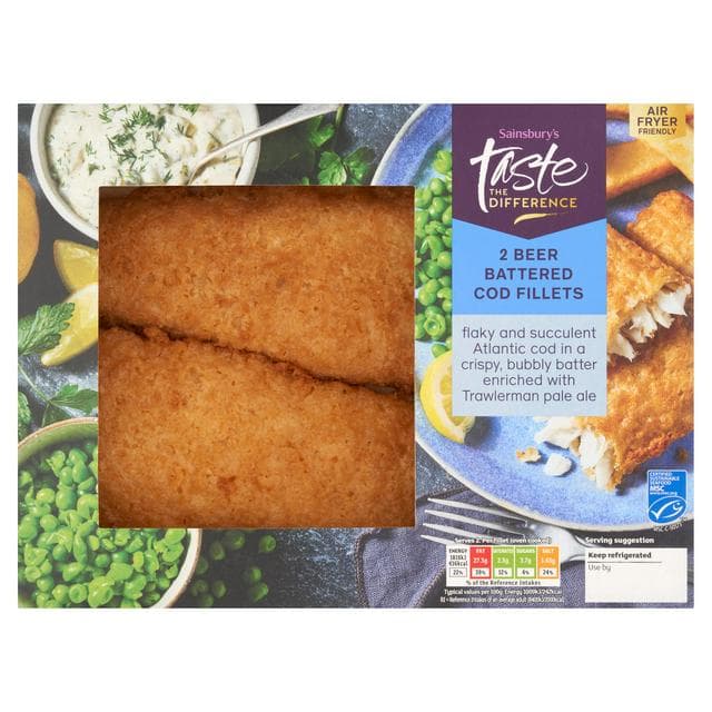 Sainsbury's 365g Beer Battered MSC Cod Fillets, Taste the Difference - gallery image 1