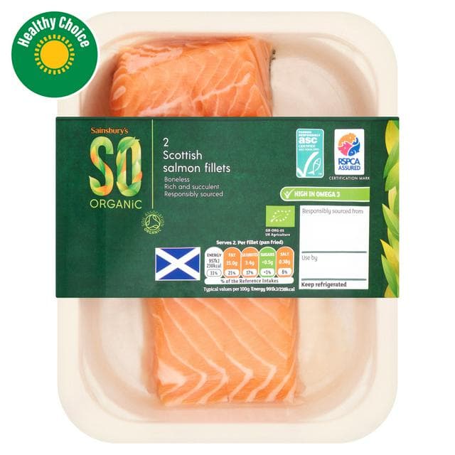 Sainsbury's Skin on ASC Scottish Salmon Fillets, So Organic x2 240g - gallery image 1