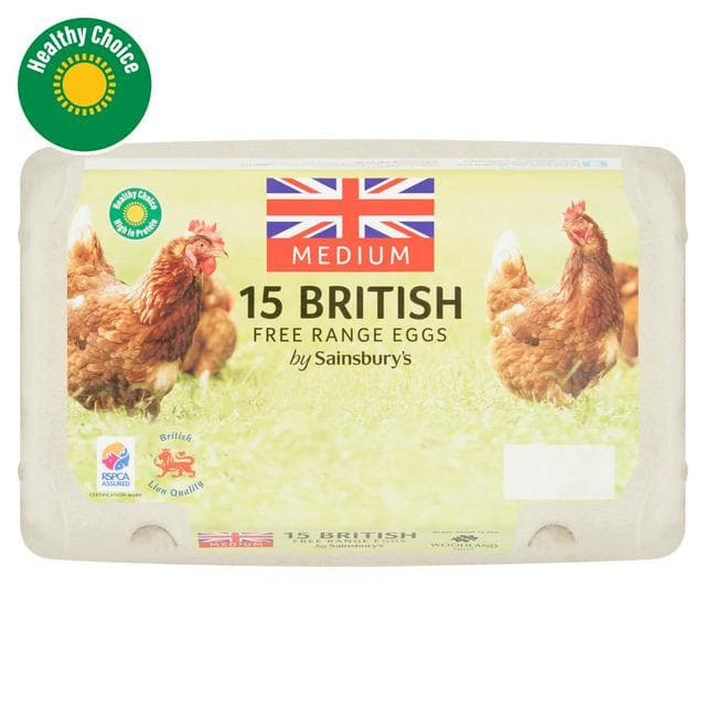 Sainsbury's Free Range British Eggs Medium x15 - gallery image 1