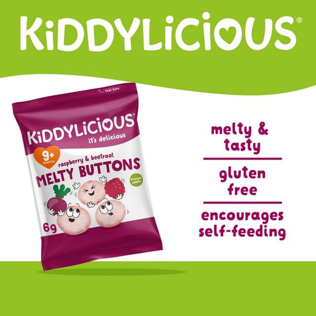 Kiddylicious Raspbery & Beetroot Melty Buttons Baby Snacks 5x6g - gallery image 2