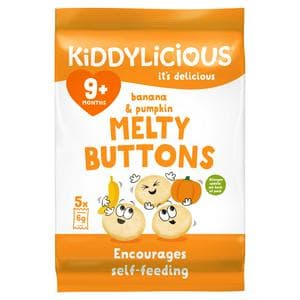 Kiddylicious Banana & Pumpkin Melty Buttons Baby Snacks 5x6g