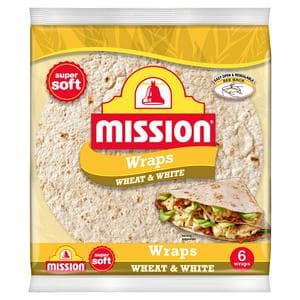 Mission 6 x Wheat & White Tortilla Wraps 367g