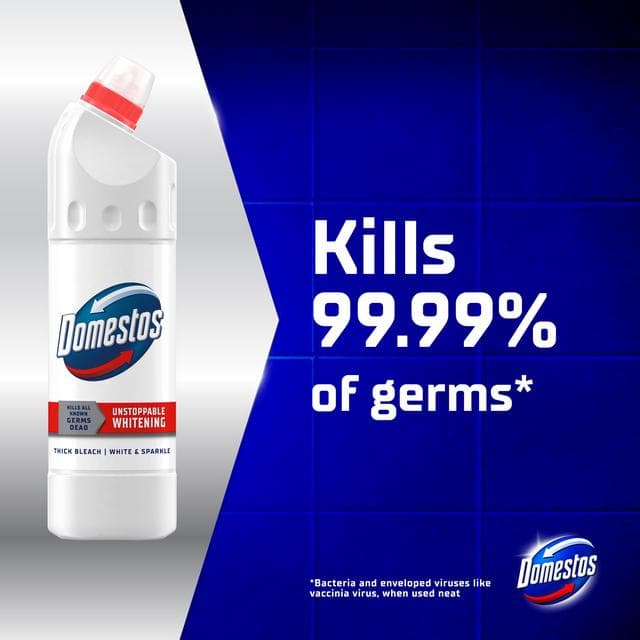 Domestos White & Sparkle Thick Bleach Toilet & Multipurpose Cleaner 750ml - gallery image 2