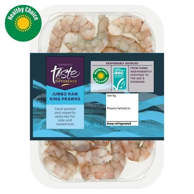 Sainsbury's Large Raw Peeled King Prawns ASC, Taste the Difference 165g - gallery image 1