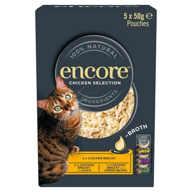 Encore Chicken Selection In Broth Natural Cat Food Pouches 5 x 50g - gallery image 1