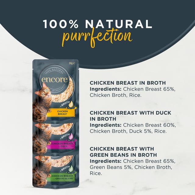 Encore Chicken Selection In Broth Natural Cat Food Pouches 5 x 50g - gallery image 2