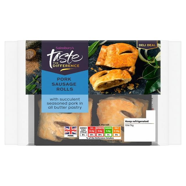 Sainsbury's Pork Sausage Rolls, Summer Edition, Taste the Difference x4 188g - gallery image 1