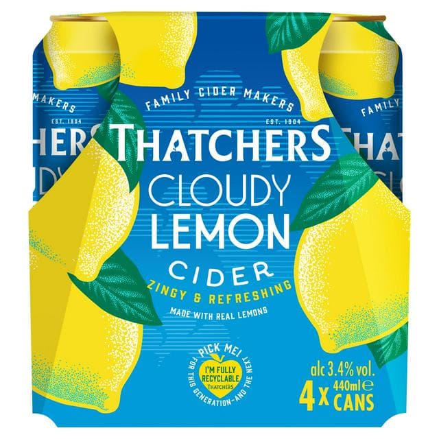 Thatchers 4 x 440ml Cloudy Lemon Fruit Cider - gallery image 1