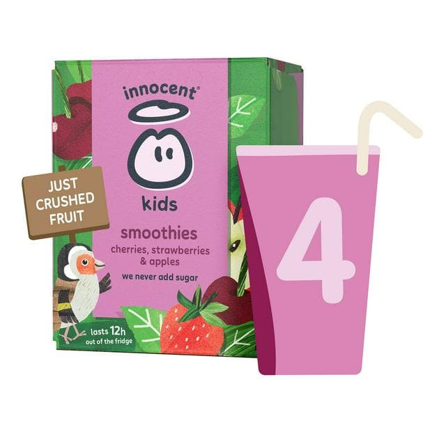 Innocent Kids Cherries, Strawberries & Apples Smoothies 4 x 150ml - gallery image 1