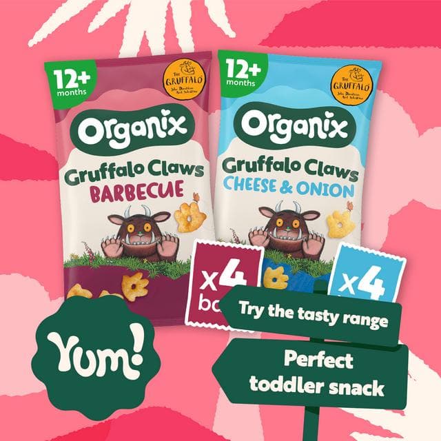 Organix 4 x 15g 12+ Months BBQ Gruffalo Claws Toddler Multipack Snacks - gallery image 4