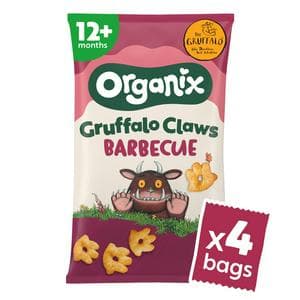 Organix 4 x 15g 12+ Months BBQ Gruffalo Claws Toddler Multipack Snacks