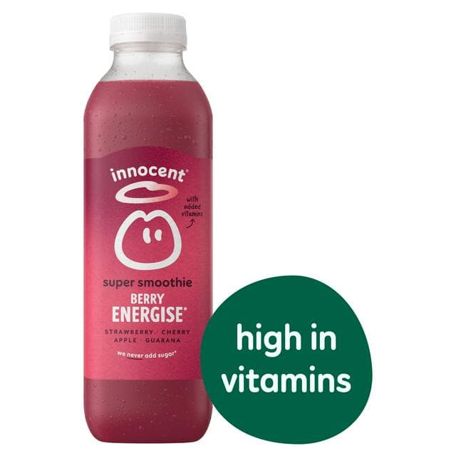 Innocent Berry Energise, Strawberry, Cherry, Apple & Guarana Super Smoothie with Vitamins 750ml - gallery image 1