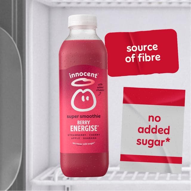 Innocent Berry Energise, Strawberry, Cherry, Apple & Guarana Super Smoothie with Vitamins 750ml - gallery image 3