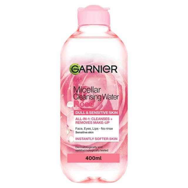 Garnier Micellar Rose Water Facial Cleanser for Dull Skin Cleanse & Glow 400ml - gallery image 1