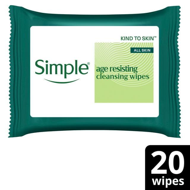 Simple Age Resisting Facial Wipes Regeneration Biodegradable Cleansing Make Up Remover x20 - gallery image 1