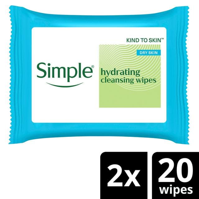 Simple Kind to Skin Micellar Biodegradable Waterproof Make Up Remover Cleansing Facial Wipes 2 x 20 - gallery image 1