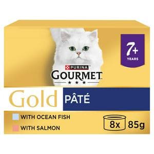 Gourmet Gold 7+ Pate Fish Senior Wet Cat Food 8 x 85g