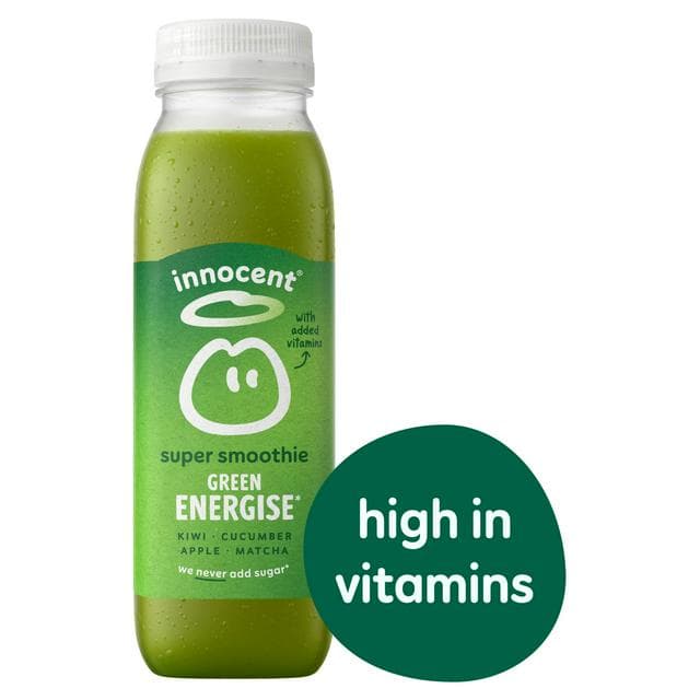 Innocent Green Energise Super Smoothie, Kiwi, Cucumber, Apple & Matcha with Vitamins 300ml - gallery image 1