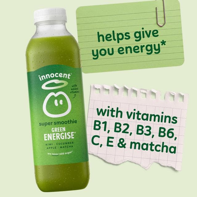 Innocent Green Energise Super Smoothie, Kiwi, Cucumber, Apple & Matcha with Vitamins 300ml - gallery image 3