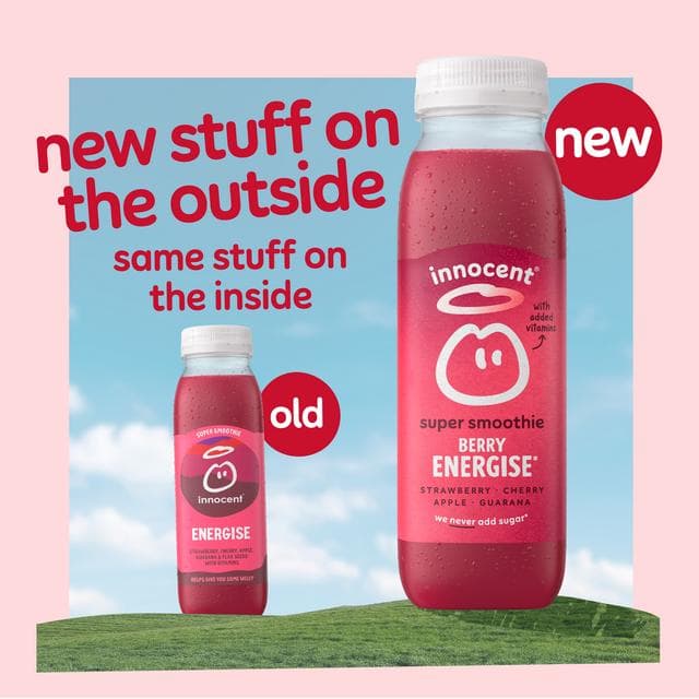 Innocent Berry Energise Super Smoothie Strawberry, Cherry, Apple & Guarana with Vitamins 300ml - gallery image 5