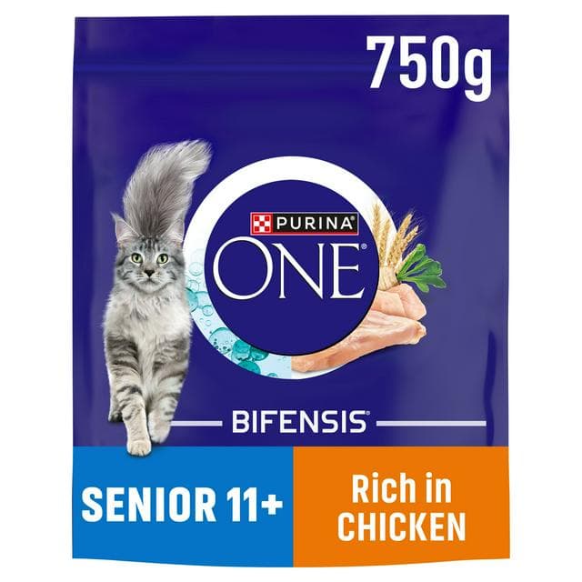 Purina One Senior 11+ Chicken Dry Cat Food 750g - gallery image 1