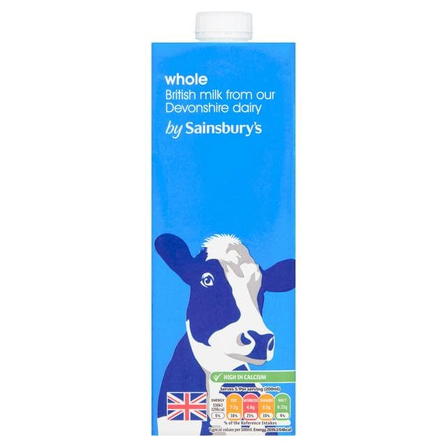 Sainsbury's 1L Whole British Long Life Milk - gallery image 1