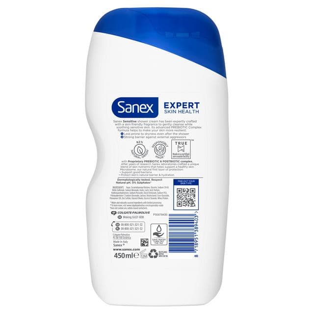 Sanex Expert Skin Health Sensitive Shower Gel Body Wash 450ml - gallery image 2