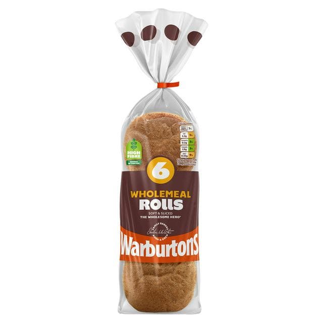 Warburtons Soft Sliced Wholemeal Rolls x6 - gallery image 1