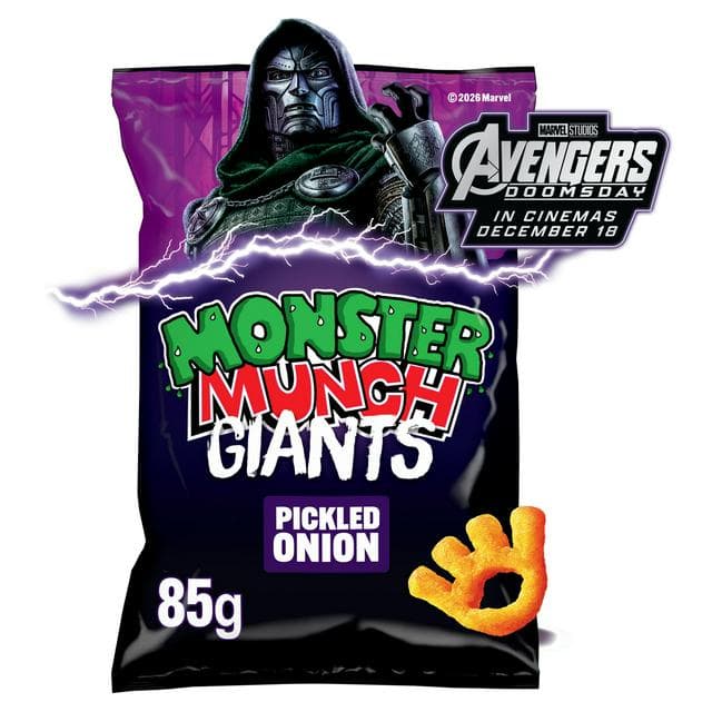 Walkers Monster Munch Giants Pickled Onion Sharing Snacks Crisps 85g - gallery image 1