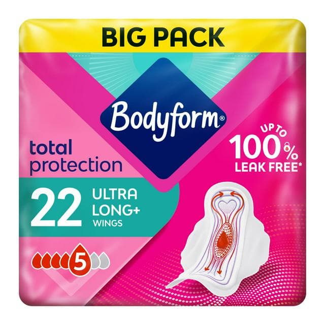 Bodyform CourV Ultra Long Sanitary Towels Wings Pack x22 - gallery image 1