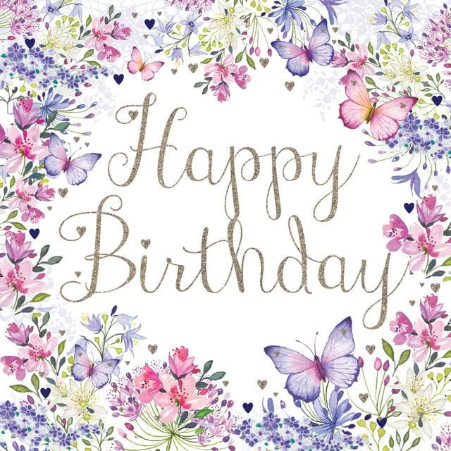 Nigel Quiney Publications Birthday Card with Flowers and Butterflies Greeting Card - gallery image 1
