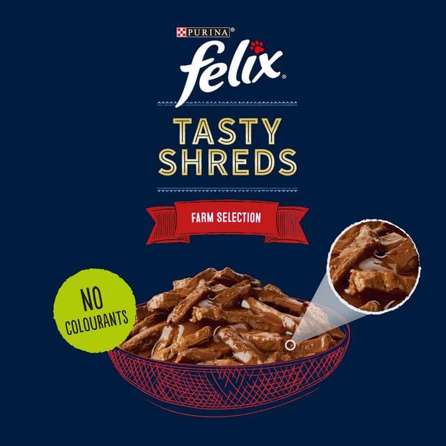 Felix Tasty Shreds Farm Selection in Gravy Wet Cat Food 12 x 80g - gallery image 3