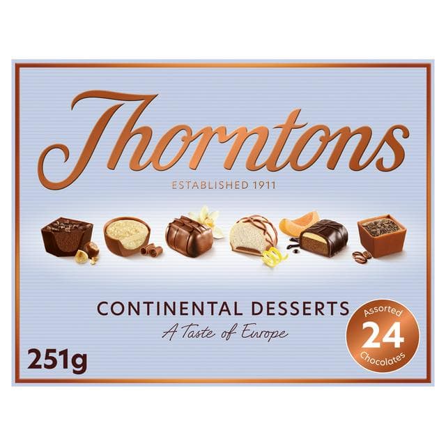 Thorntons 251g Continental Desserts Milk White & Dark Chocolate Gift Box - gallery image 1