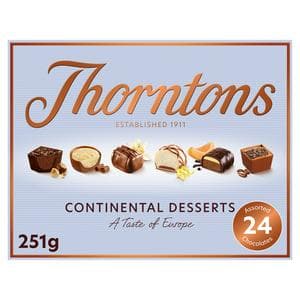 Thorntons 251g Continental Desserts Milk White & Dark Chocolate Gift Box
