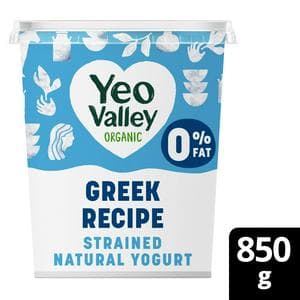 Yeo Valley Greek Recipe 0% Strain Natural Yogurt 850g