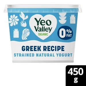 Yeo Valley Greek Recipe 0% Strain Natural Yogurt 450g