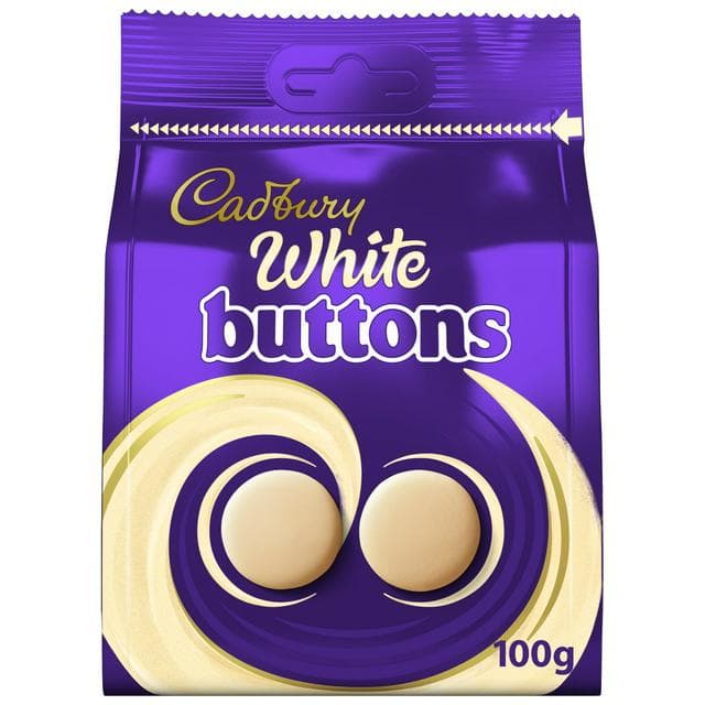 Cadbury White Buttons Chocolate Pouch 100g - gallery image 1