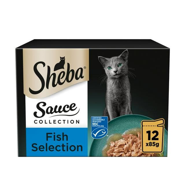 Sheba Sauce Collection 12 x Fish Selection Adult Wet Cat Food Pouch 85g - gallery image 1