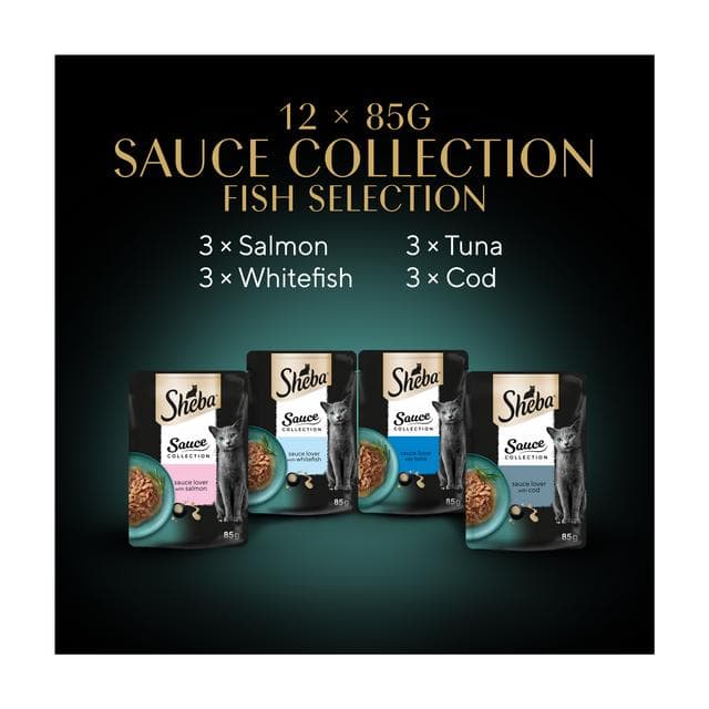 Sheba Sauce Collection 12 x Fish Selection Adult Wet Cat Food Pouch 85g - gallery image 5