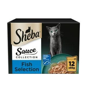 Sheba Sauce Collection 12 x Fish Selection Adult Wet Cat Food Pouch 85g