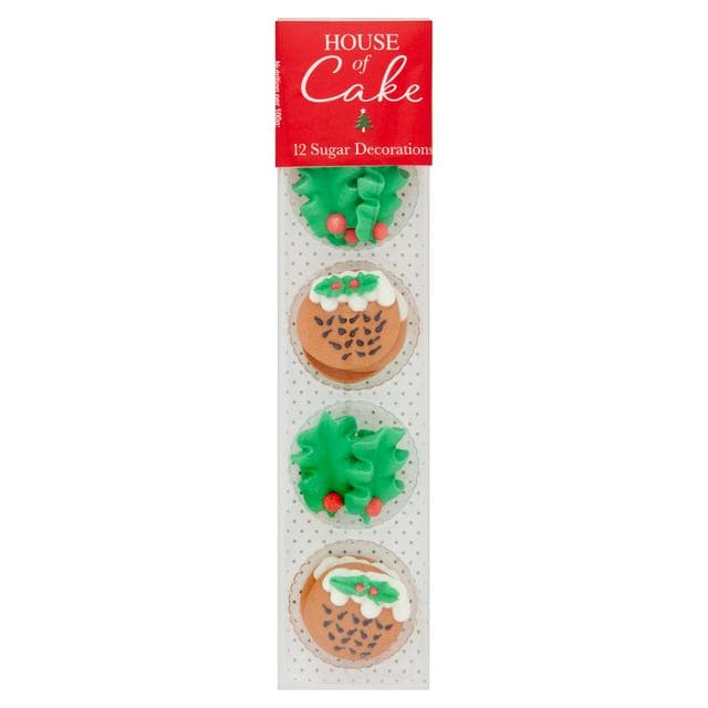 House of Cake 12 x Holly Christmas Sugar Decorations - gallery image 1